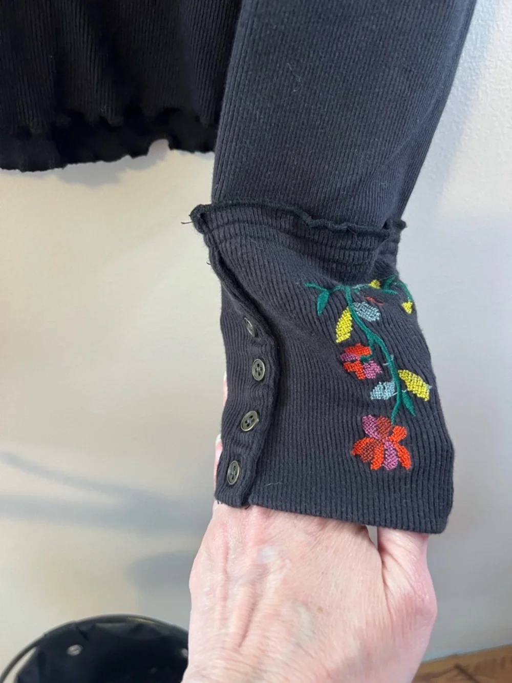 Free People Fleur Embroidered Cuff Henley - Picture 6 of 11